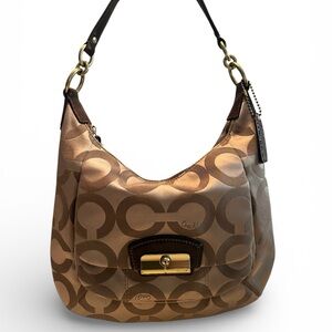 Coach Kristin Signature Op Art Sateen Hobo Shoulder Bag